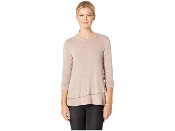 Mod-o-doc So Soft Sweater Knit Long Sleeve Pullover With Asymmetrical Flounce Hem (dusty Pink) Women's Sweater
