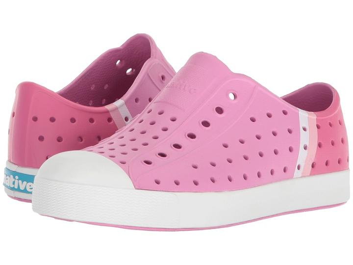 Native Kids Shoes Jefferson Block (little Kid) (malibu Pink/shell White/gradient Block) Kids Shoes