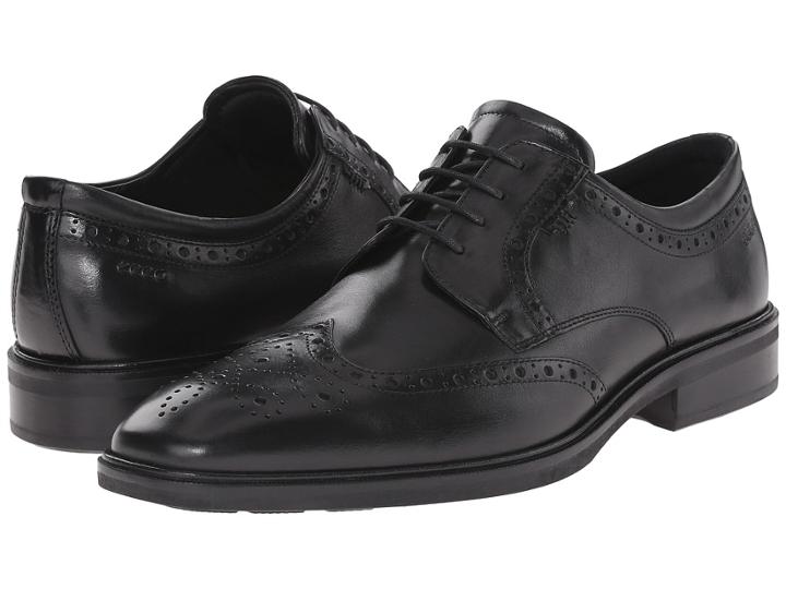 Ecco Illinois Wing Tip Tie (black) Men's Lace Up Wing Tip Shoes