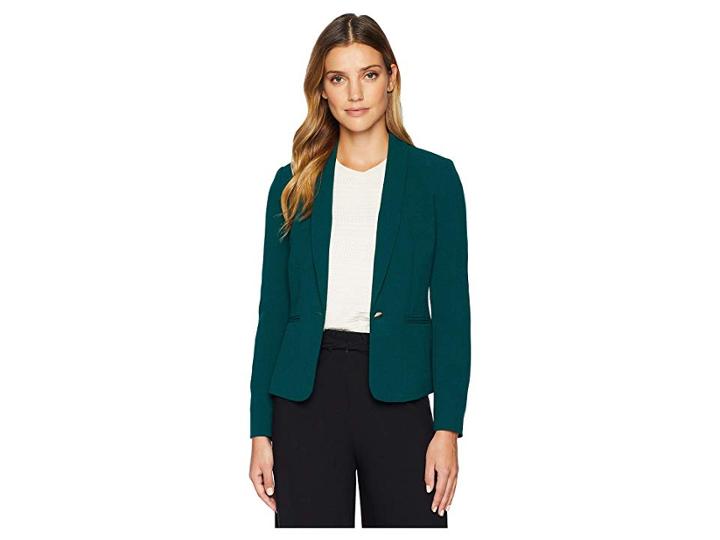 Tahari By Asl Crepe One-button Shawl Collar Jacket (green) Women's Coat