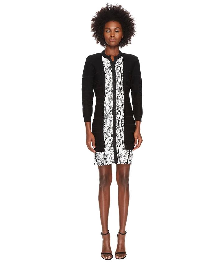 Yigal Azrouel Pleated Viscose Dress (black/grey/red) Women's Dress