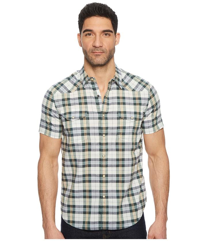 Lucky Brand Santa Fe Western Shirt (natural/green) Men's Clothing