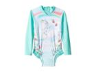 Seafolly Kids Mystical Garden Unicorn Long Sleeve Surf Tank One-piece (infant/toddler/little Kids) (emerald Blue) Girl's Swimsuits One Piece