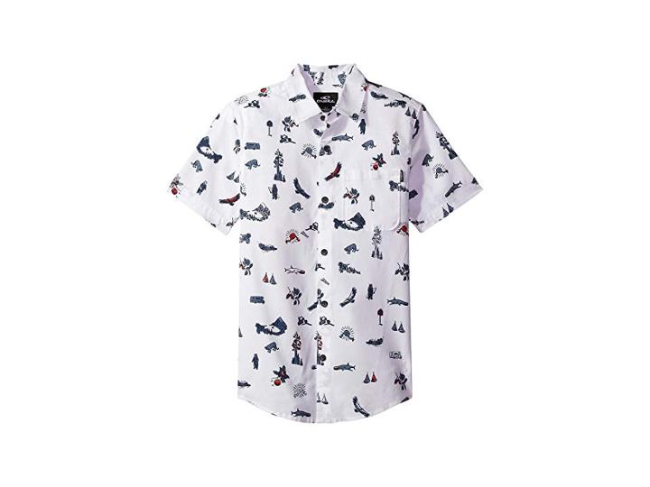 O'neill Kids Squawker Short Sleeve Woven Top (big Kids) (white) Boy's Clothing