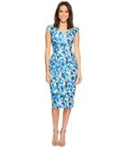 Calvin Klein Off Shoulder Floral Print Sheath Dress Cd8m34fw (atlantis Multi) Women's Dress