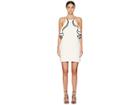 Halston Heritage Sleeveless High Halter Neck Ruffle Detail Dress (cream/black) Women's Dress
