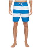 Lacoste Bold Stripe Long Length (sapphire Blue/white) Men's Swimwear