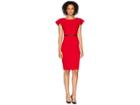 Calvin Klein Belted Flutter Sleeve Sheath Dress Cd8c13pp (red) Women's Dress
