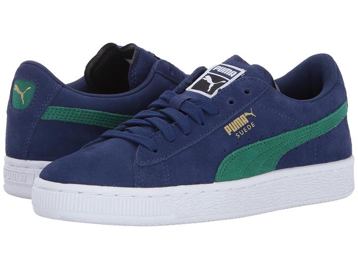 Puma Kids Suede Ps (little Kid/big Kid) (blue Depths/verdant Green) Girls Shoes