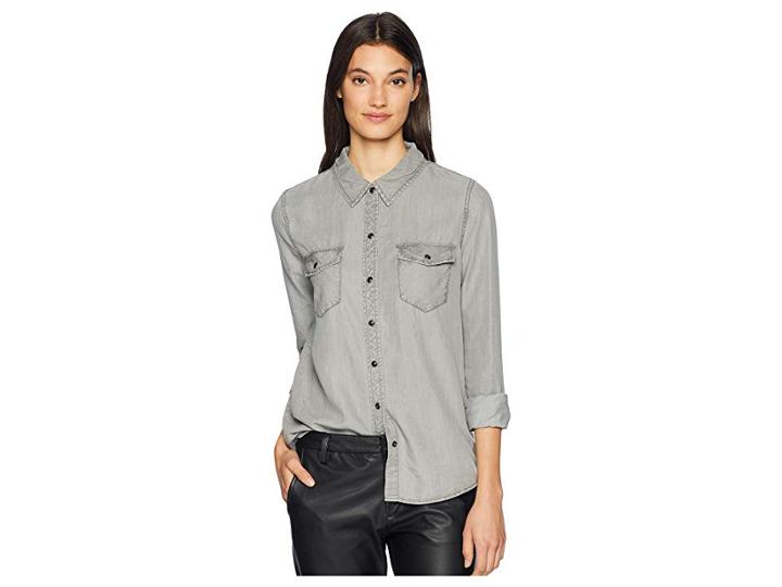 Sanctuary Grey Tencel Work Shirt (greyson Wash) Women's Clothing