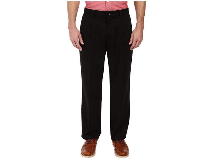 Dockers Signature Khaki D4 Relaxed Fit Pleated (black Stretch) Men's Casual Pants