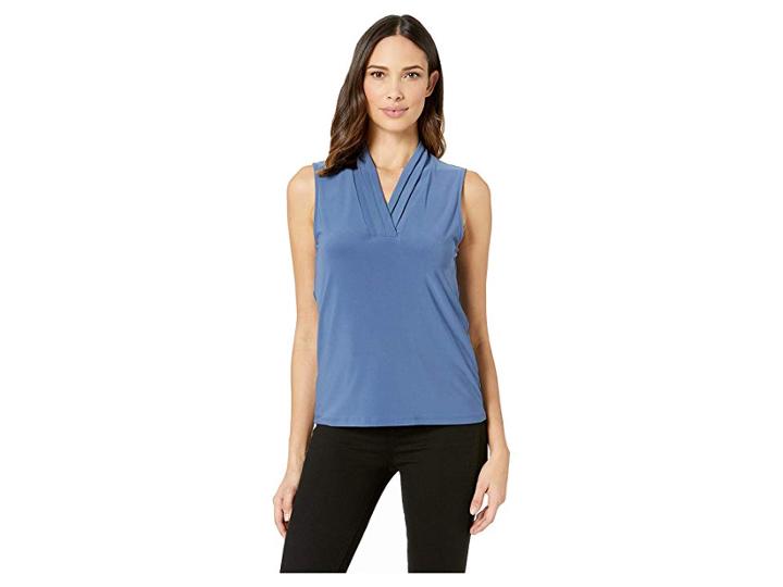 Anne Klein Solid Triple Pleat (versailles) Women's Blouse