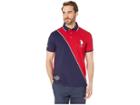U.s. Polo Assn. Diagonal Color Block Flag Detail Pique Polo (engine Red) Men's Clothing