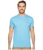Lacoste Short Sleeve Pima Crew Neck Tee (ocean Blue) Men's T Shirt
