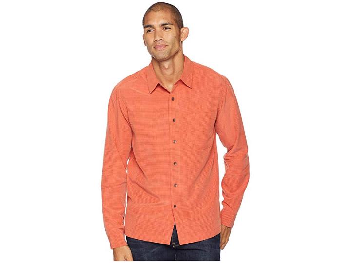 Royal Robbins Desert Pucker Dry Long Sleeve (burnt Ochre) Men's Long Sleeve Button Up