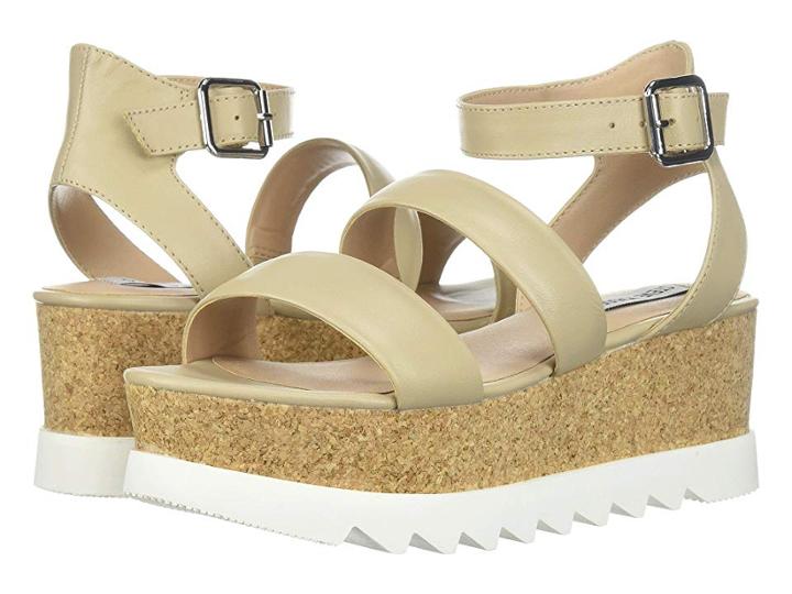 Steve Madden Kirsten Cork Platform Wedge Sandal (natural Leather) Women's Shoes