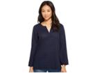 Nydj Fray Edge Bell Sleeve Popover (peacoat) Women's Clothing