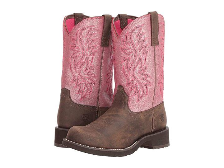 Ariat Fatbaby Heritage Tall (toasted Brown/bright Pink Crackle) Cowboy Boots