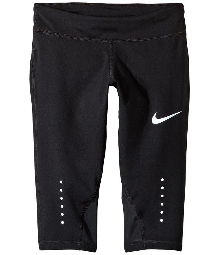 Nike Kids Power 3/4 Running Tight (little Kids/big Kids) (black/black) Girl's Clothing