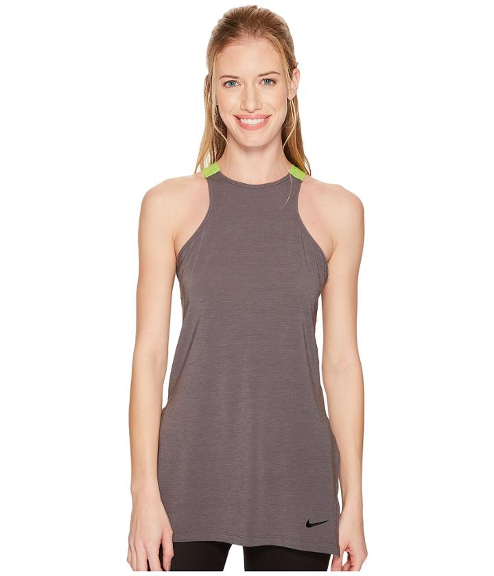 Nike Training Tank (gunsmoke/volt Glow/black) Women's Workout