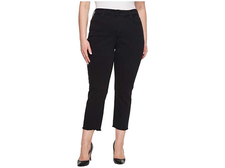 Nydj Plus Size Plus Size Sheri Slim Ankle W/ Fray Hem In Black (black) Women's Jeans