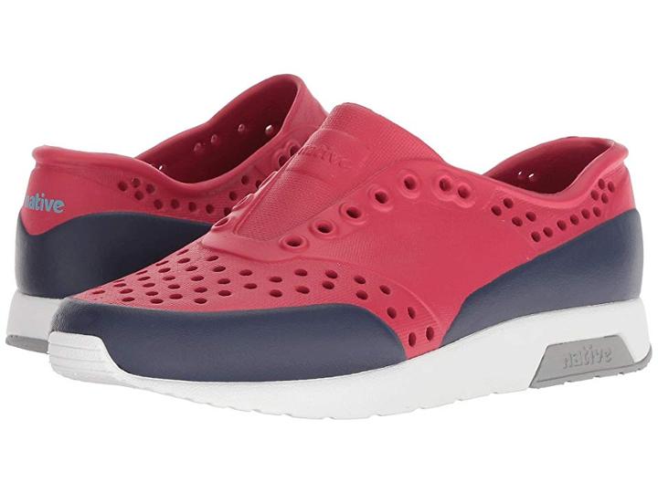 Native Kids Shoes Lennox Block (little Kid) (ski Patrol Red/shell White/pigeon Grey/regatta Blue) Kids Shoes