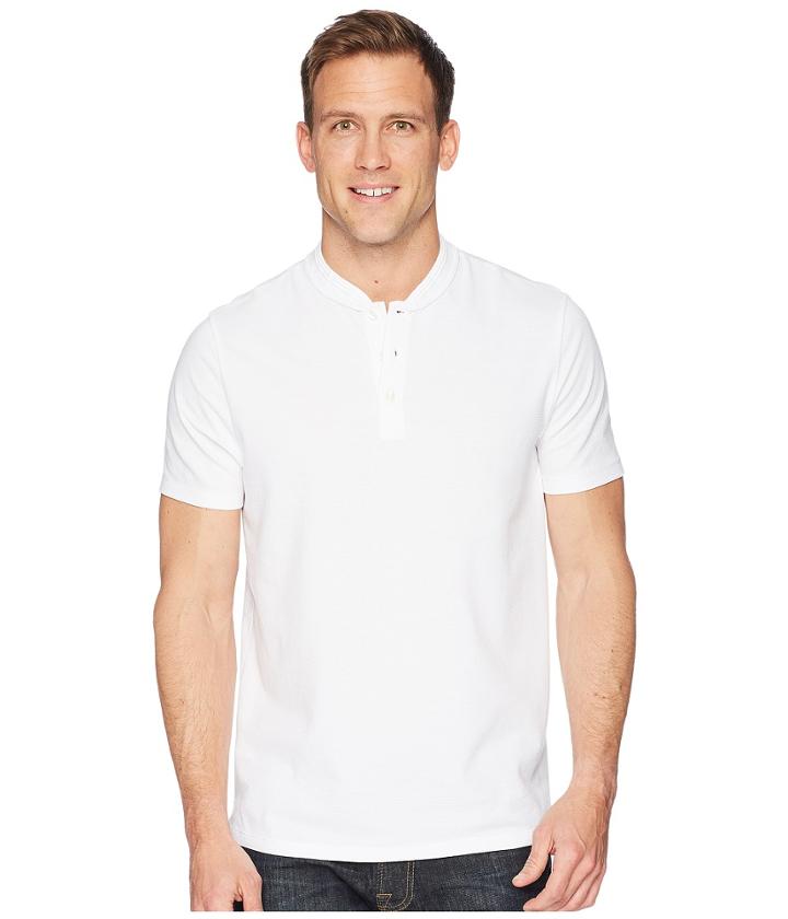 Perry Ellis Stretch Solid Jacquard Henley (bright White) Men's Clothing