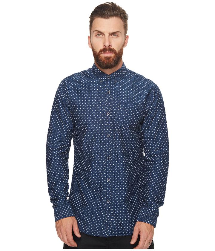Scotch & Soda Ams Blauw Slim Fit All Over Printed Shirt In Seasonal Pattern (combo B) Men's Clothing