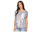 Vince Camuto Flutter Sleeve Etched Island Floral Blouse (rich Black) Women's Blouse