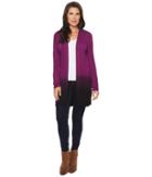 Mod-o-doc Rayon Spandex Jersey Dip-dye Shirred Back Cardigan (jam) Women's Sweater