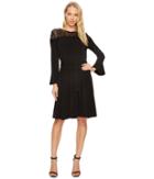 Michael Michael Kors Flounce Sleeve Lace Combo Dress (black) Women's Dress