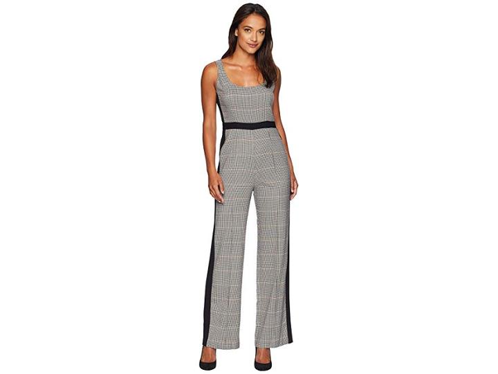 Donna Morgan Plaid Sleeveless Jumpsuit (brown Multi) Women's Jumpsuit & Rompers One Piece
