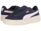 Puma Kids Suede Platform Snk (big Kid) (peacoat/winsome Orchid/puma Team Gold) Girls Shoes