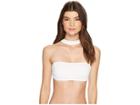Michael Michael Kors Geometric Glamour Solids Choker Bandeau Bikini Top W/ Removable Soft Cups (white) Women's Swimwear