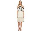 Adelyn Rae Marissa Woven Lace Off The Shoulder Dress (ivory/black) Women's Dress