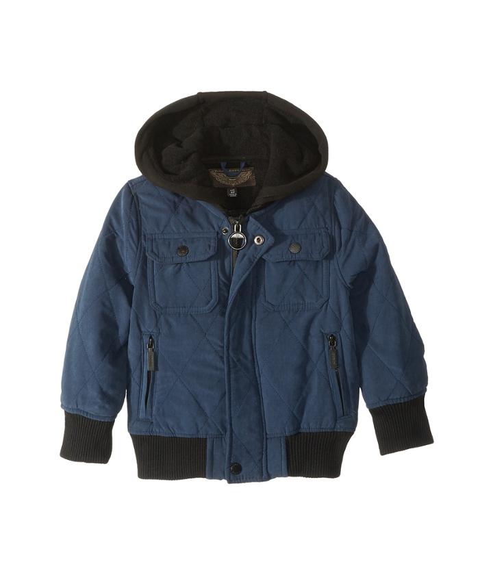 Urban Republic Kids Manuel Quilted Microfiber Bomber Jacket W/ Hoodie (toddler) (navy) Boy's Coat