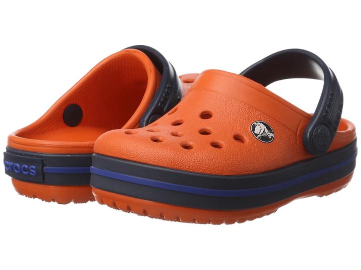 Crocs Kids Crocband Clog (toddler/little Kid) (tangerine/navy) Kids Shoes