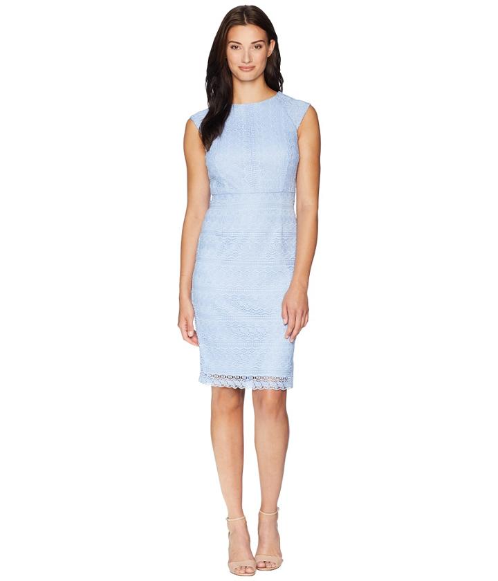 Tahari By Asl Chemical Lace Sheath Dress (periwinkle) Women's Dress
