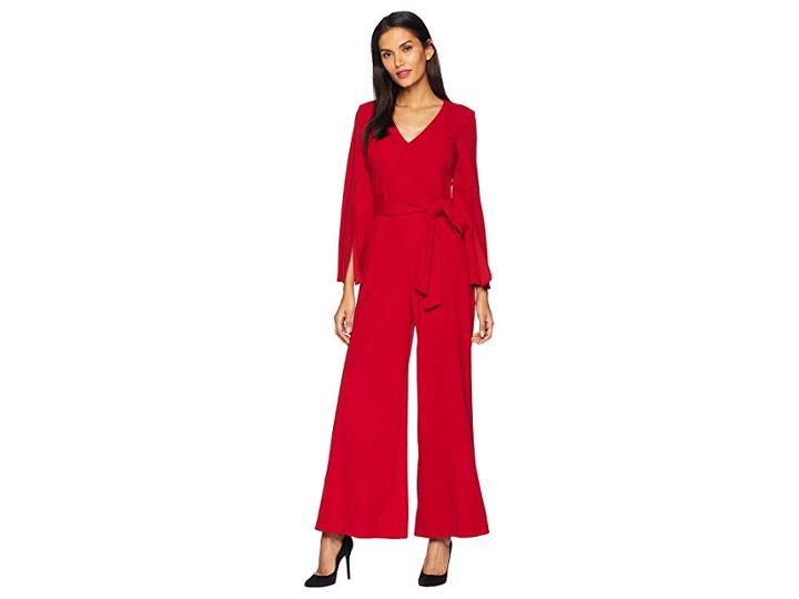Taylor Slit Sleeve Tie Sash Jumpsuit (scarlet) Women's Jumpsuit & Rompers One Piece