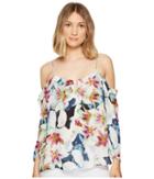 Nicole Miller Schuler Spring Floral Top (chambray Multi) Women's Clothing