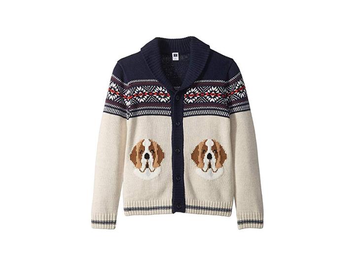 Janie And Jack Dog Shawl Cardigan (toddler/little Kids/big Kids) (saint Bernard Knit) Boy's Sweater
