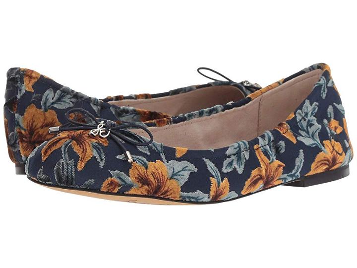 Sam Edelman Felicia (baltic Navy Multi Lavish Floral Velvet Burnout) Women's Flat Shoes