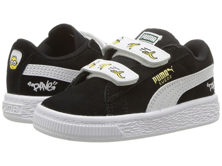 Puma Kids Minions Suede V (toddler) (puma Black/puma White) Kids Shoes