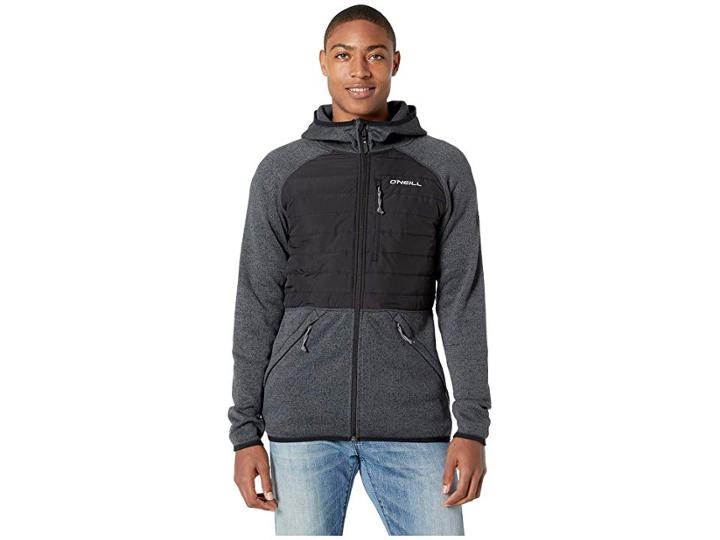 O'neill Hoodie Baffle Fleece (dark Grey Melee) Men's Fleece