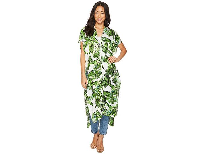 Steve Madden Exotic Island Long Lace-up Duster (white) Women's Clothing