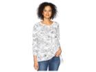 Mod-o-doc Printed Slick Jersey 3/4 Raglan Sleeve Seamed Tee (white) Women's T Shirt