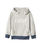 Lucky Brand Kids Long Sleeve Cross Neck Pullover Hoodie (little Kids/big Kids) (grey Heather) Boy's Clothing