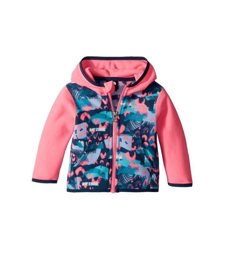 The North Face Kids Glacier Full Zip Hoodie (infant) (blue Wing Teal Rainbow Print/gem Pink) Girl's Sweatshirt