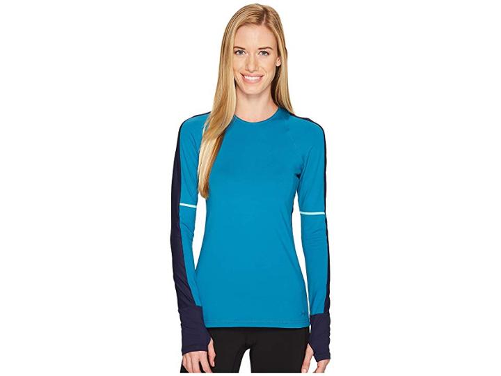 Under Armour Mirror Long Sleeve Novelty Top (bayou Blue/midnight Navy/tonal) Women's Clothing