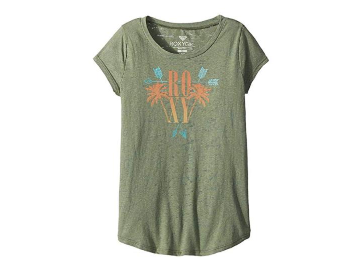 Roxy Kids Tribal Palm Fashion Crew Top (big Kids) (olive) Girl's T Shirt